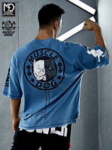 MuscleDog Black & White Bulldog Chinese Calligraphy Characters T-Shirt