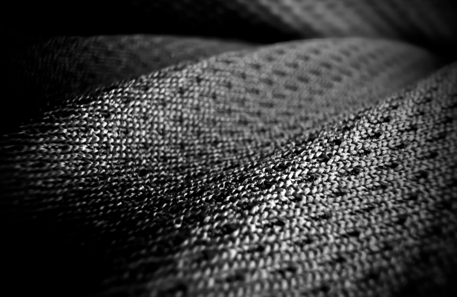 Macro detail of a fine elastane knit used in compression wear