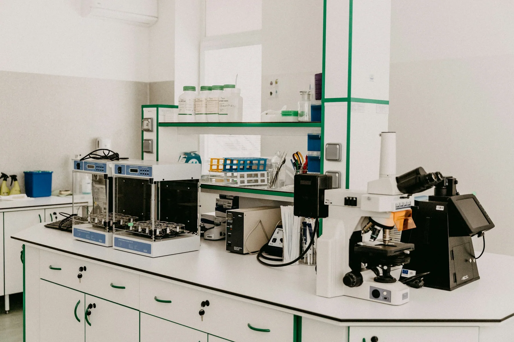 A laboratory bench used for materials testing