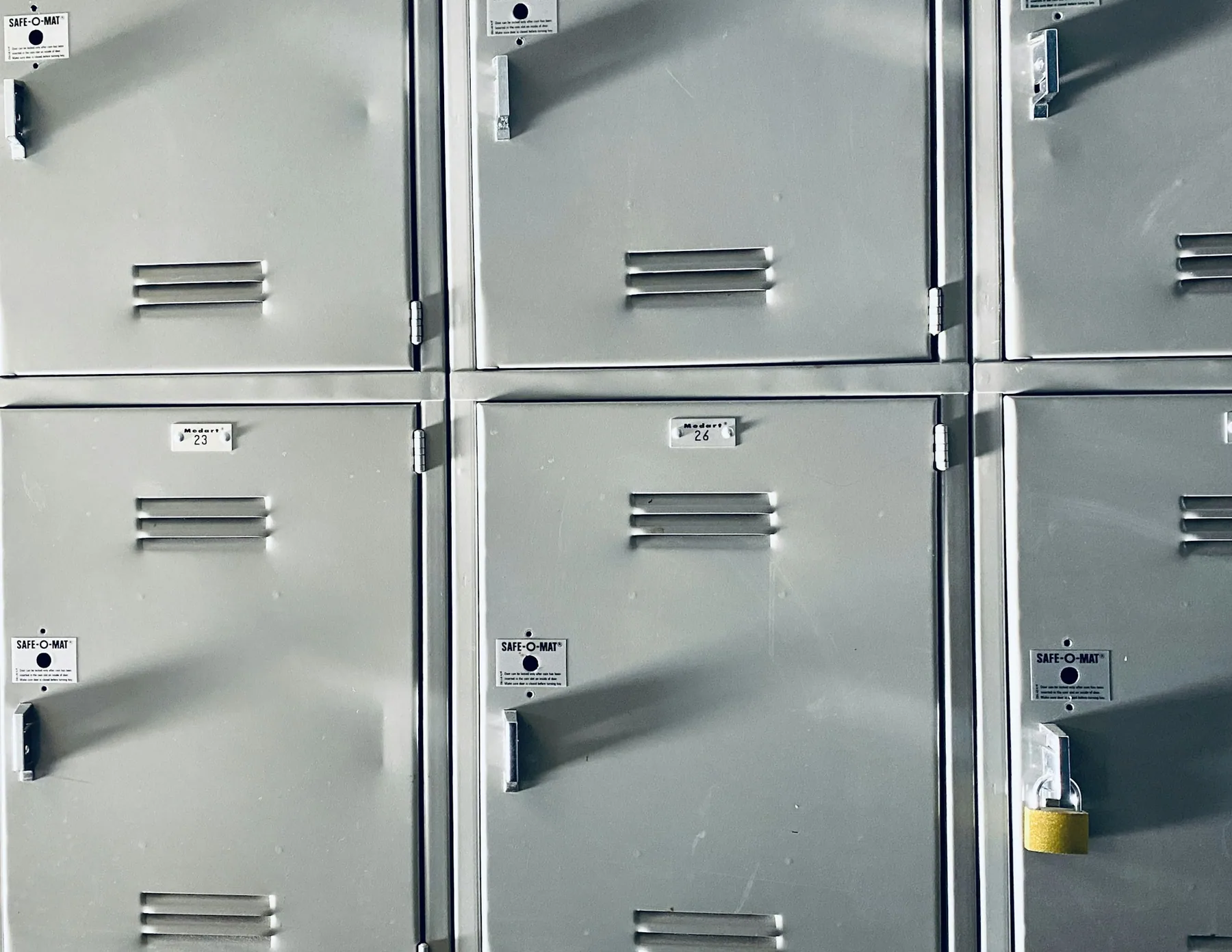 A bank of gym lockers