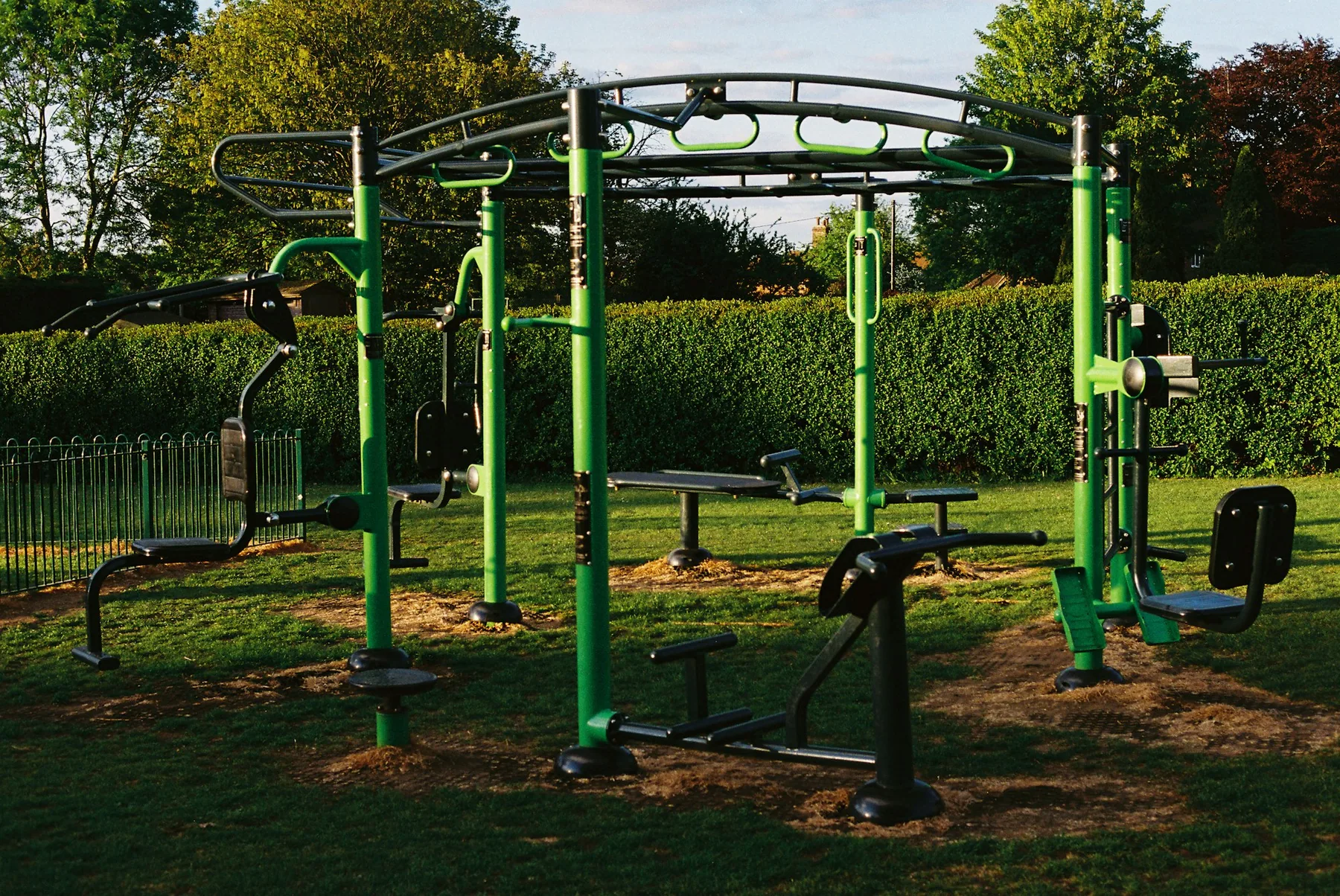 Outdoor training frames under tree cover