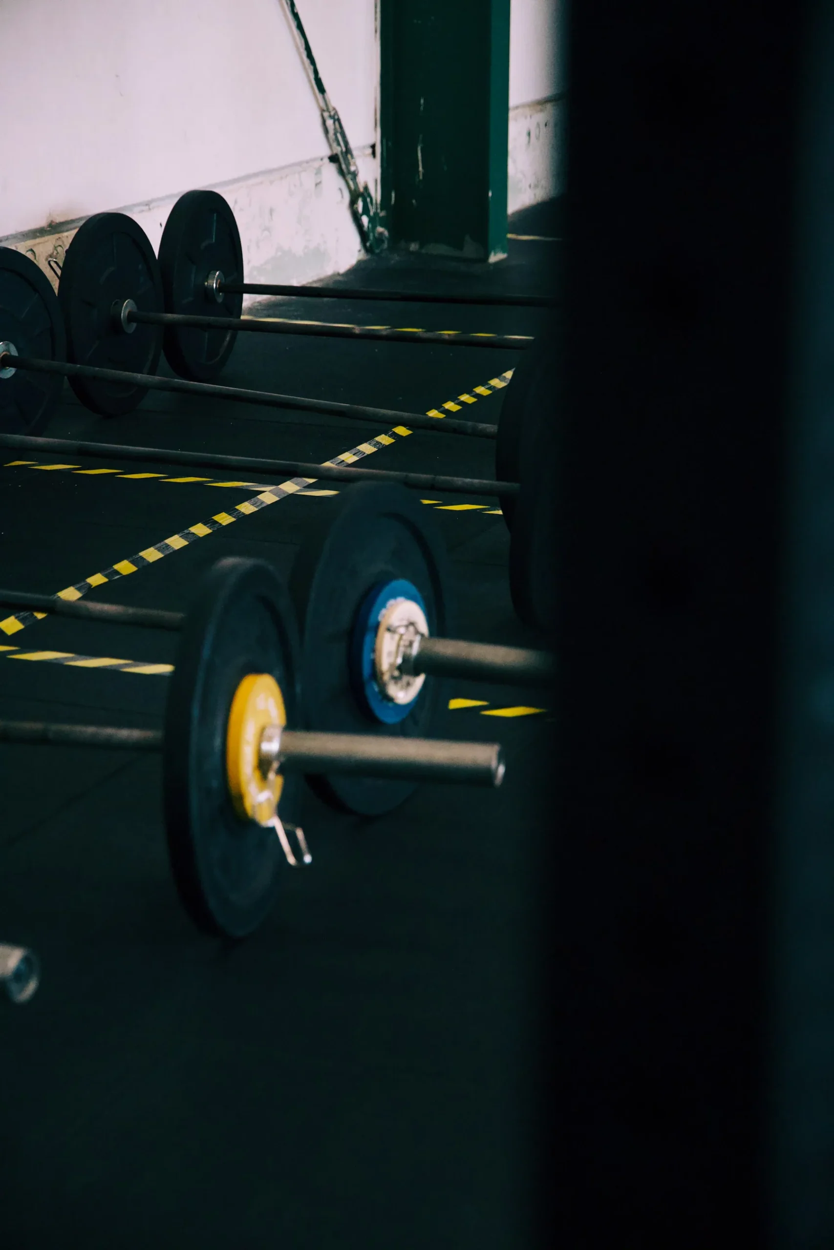 Weights in a dark gym