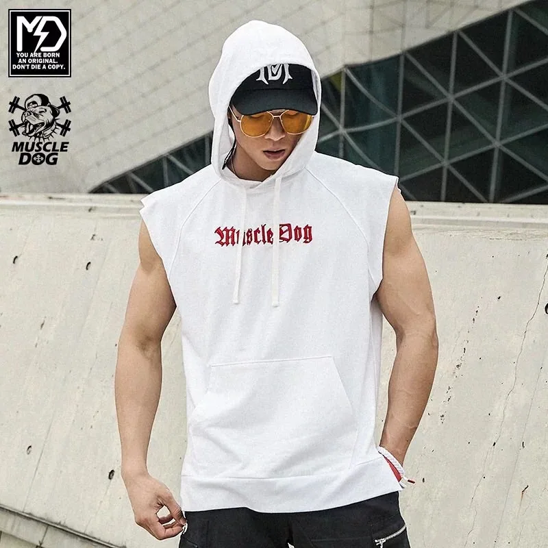 MuscleDog Sleeveless Hoodie With Kangaroo Pocket — view 3