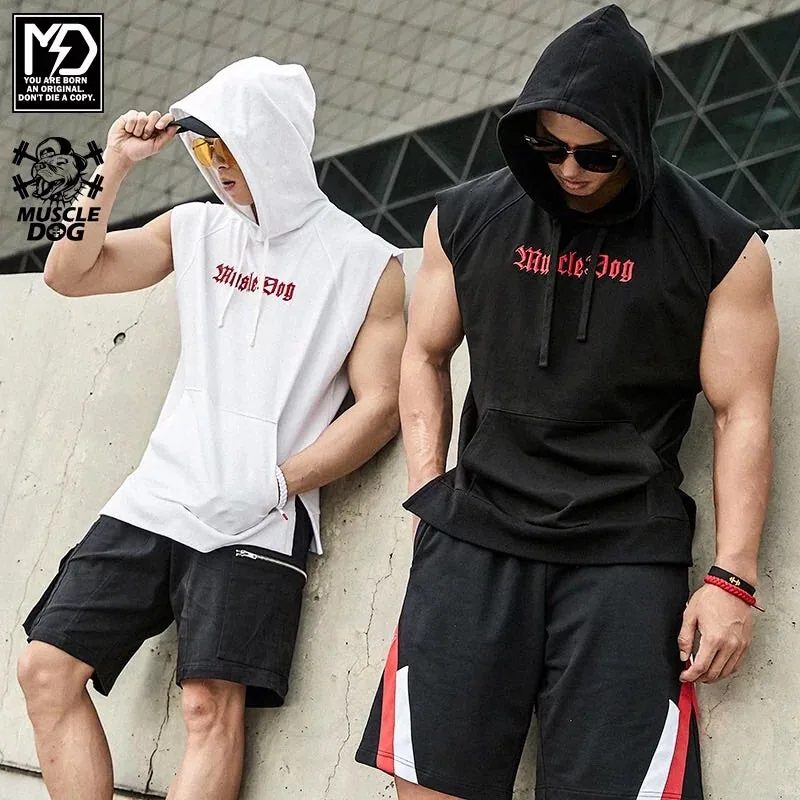 MuscleDog Sleeveless Hoodie With Kangaroo Pocket — view 5