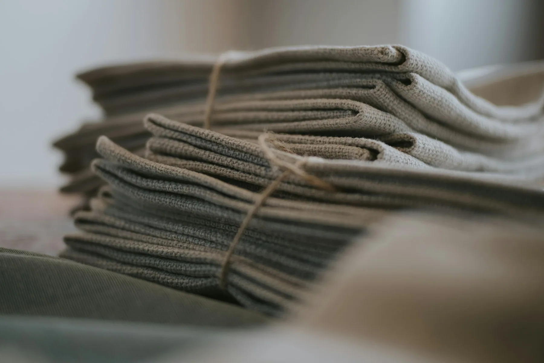 A folded stack of training garments
