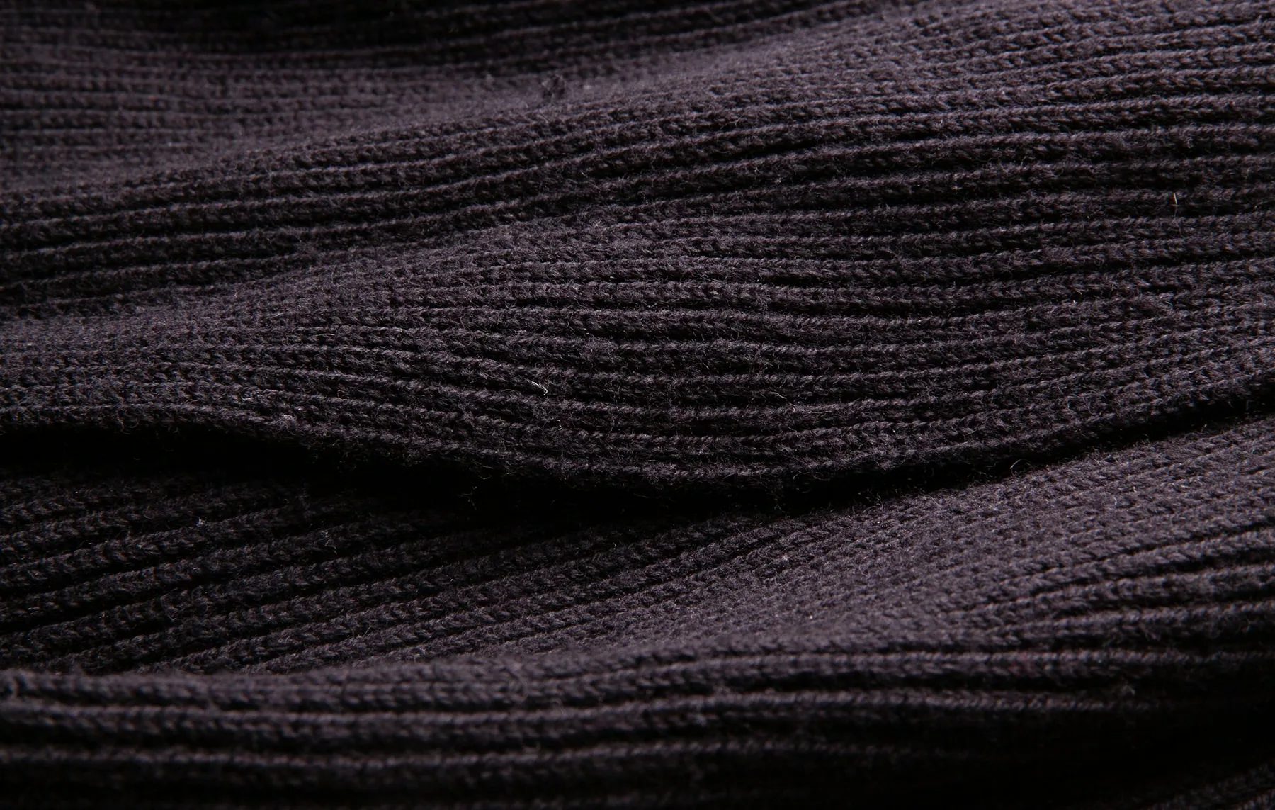 Close detail of a dark ribbed knit
