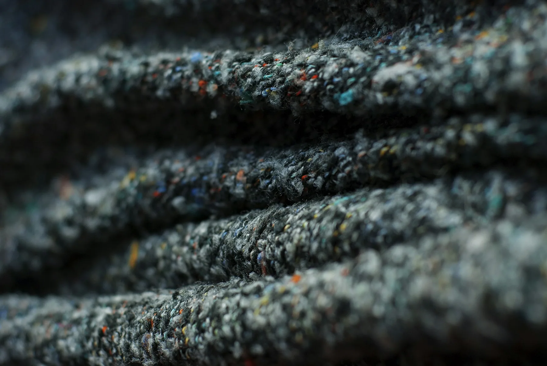 Close detail of a textured knit showing fabric weight